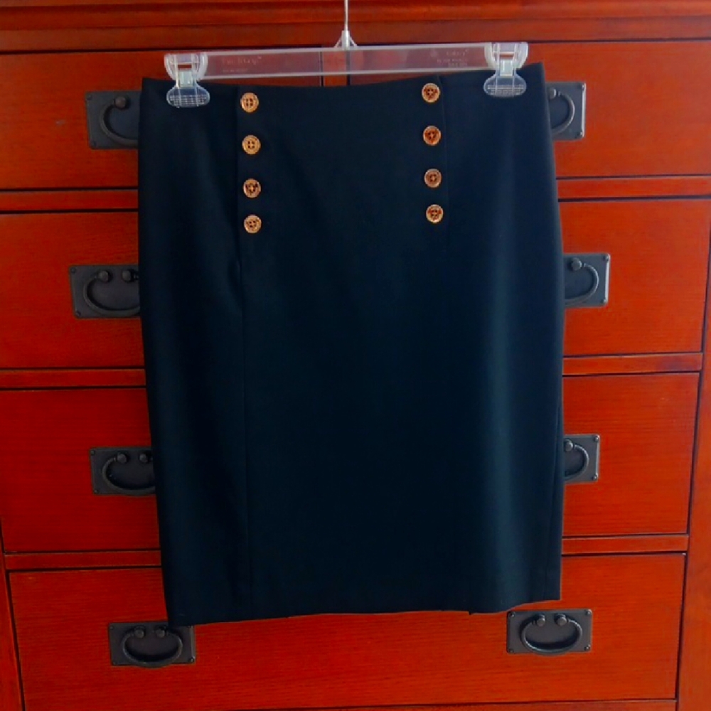 Ralph Lauren Elegant Black Button-Detail Skirt